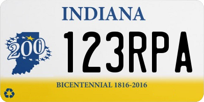 IN license plate 123RPA