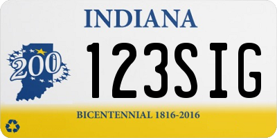 IN license plate 123SIG
