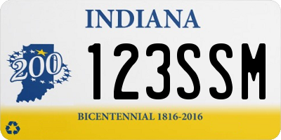IN license plate 123SSM