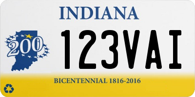 IN license plate 123VAI
