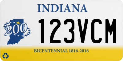 IN license plate 123VCM