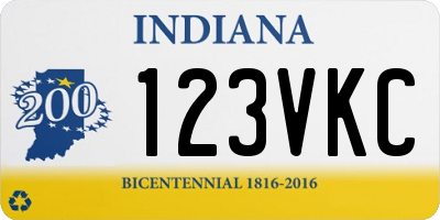 IN license plate 123VKC