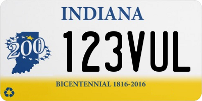 IN license plate 123VUL