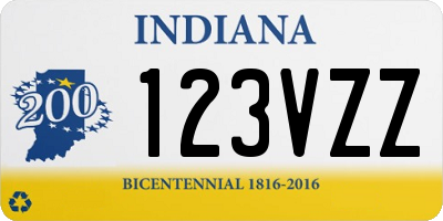 IN license plate 123VZZ