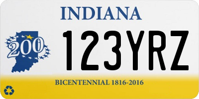 IN license plate 123YRZ