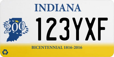 IN license plate 123YXF