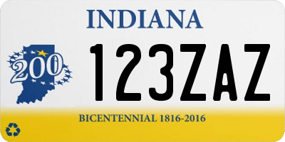 IN license plate 123ZAZ