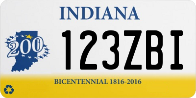 IN license plate 123ZBI