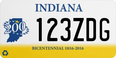 IN license plate 123ZDG
