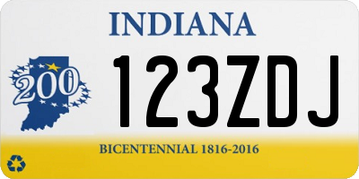 IN license plate 123ZDJ
