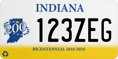 IN license plate 123ZEG