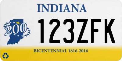 IN license plate 123ZFK