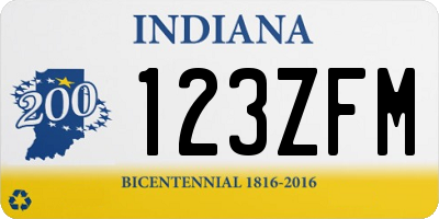 IN license plate 123ZFM