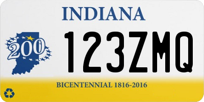 IN license plate 123ZMQ
