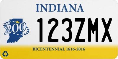 IN license plate 123ZMX