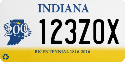 IN license plate 123ZOX