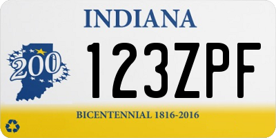IN license plate 123ZPF