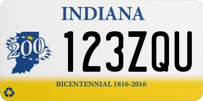IN license plate 123ZQU