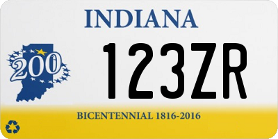 IN license plate 123ZR