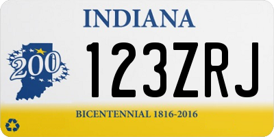 IN license plate 123ZRJ
