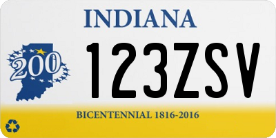 IN license plate 123ZSV