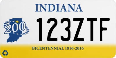 IN license plate 123ZTF