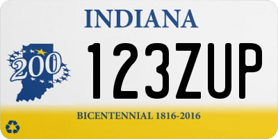 IN license plate 123ZUP