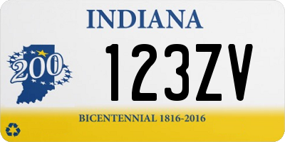 IN license plate 123ZV