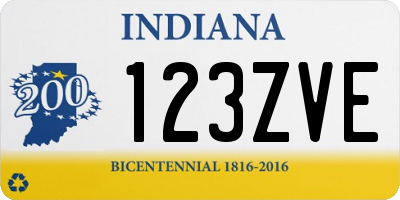 IN license plate 123ZVE