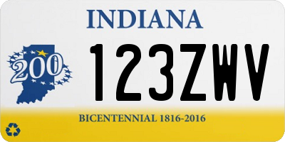 IN license plate 123ZWV