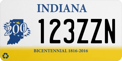 IN license plate 123ZZN