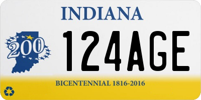 IN license plate 124AGE