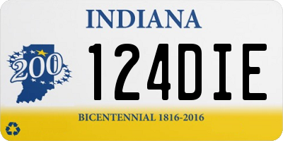 IN license plate 124DIE