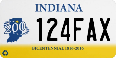 IN license plate 124FAX