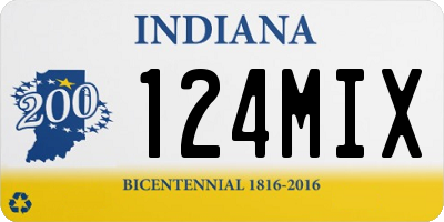 IN license plate 124MIX