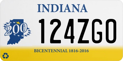 IN license plate 124ZGO