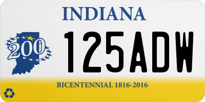 IN license plate 125ADW