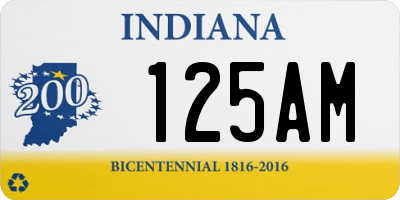 IN license plate 125AM