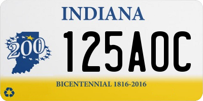 IN license plate 125AOC