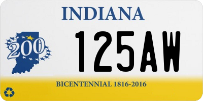 IN license plate 125AW