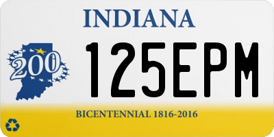 IN license plate 125EPM