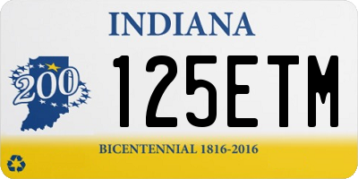 IN license plate 125ETM