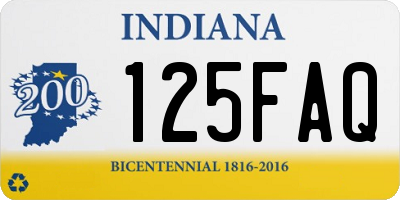IN license plate 125FAQ
