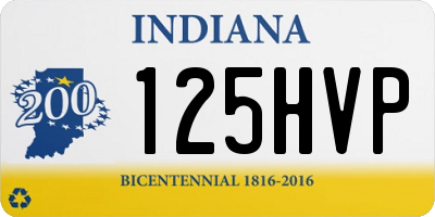 IN license plate 125HVP