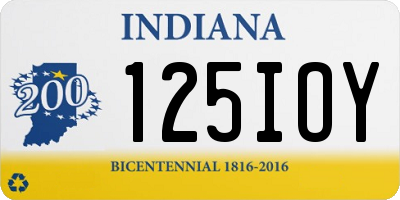 IN license plate 125IOY