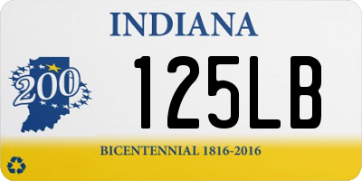 IN license plate 125LB