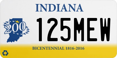 IN license plate 125MEW