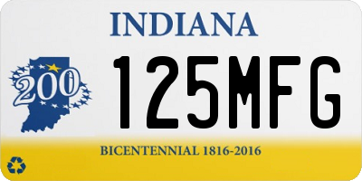 IN license plate 125MFG