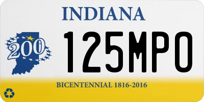 IN license plate 125MPO
