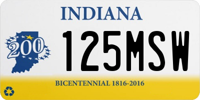 IN license plate 125MSW